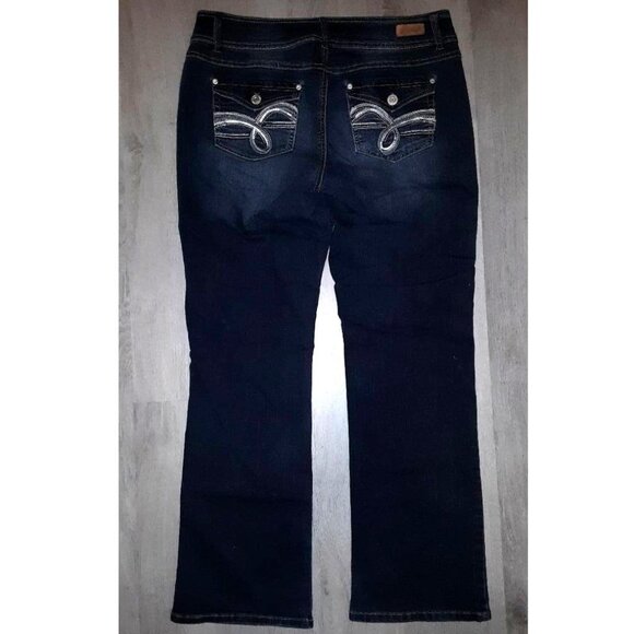 Angels Jeans Curvy Bootcut Flared Jeans Size 12 Distressed Denim Flares Wide Leg - Picture 3 of 8